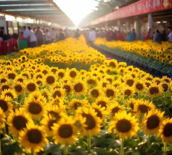 斗南鲜花批发市场，葵花盛宴照亮花卉产业辉煌,斗南鲜花批发市场，向日葵的阳光盛宴，点亮花卉产业的繁荣之光,植物,鲜花,鲜花批发,第1张